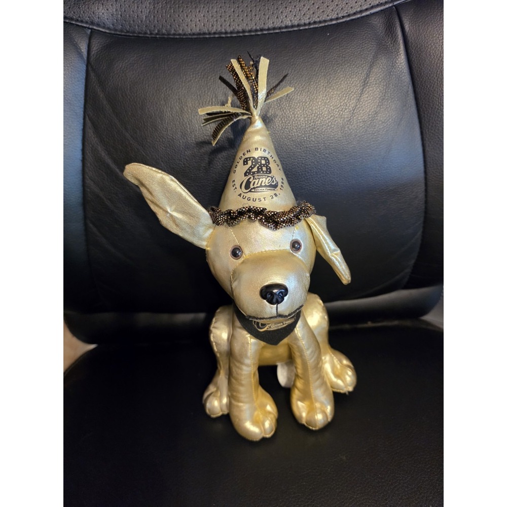 Raising Cane's Dog Puppy‎ 2025 Plush Golden 28th Birthday Cane Gold